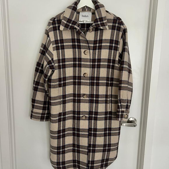 BA&SH Wool Plaid Print Coat - Picture 4 of 5